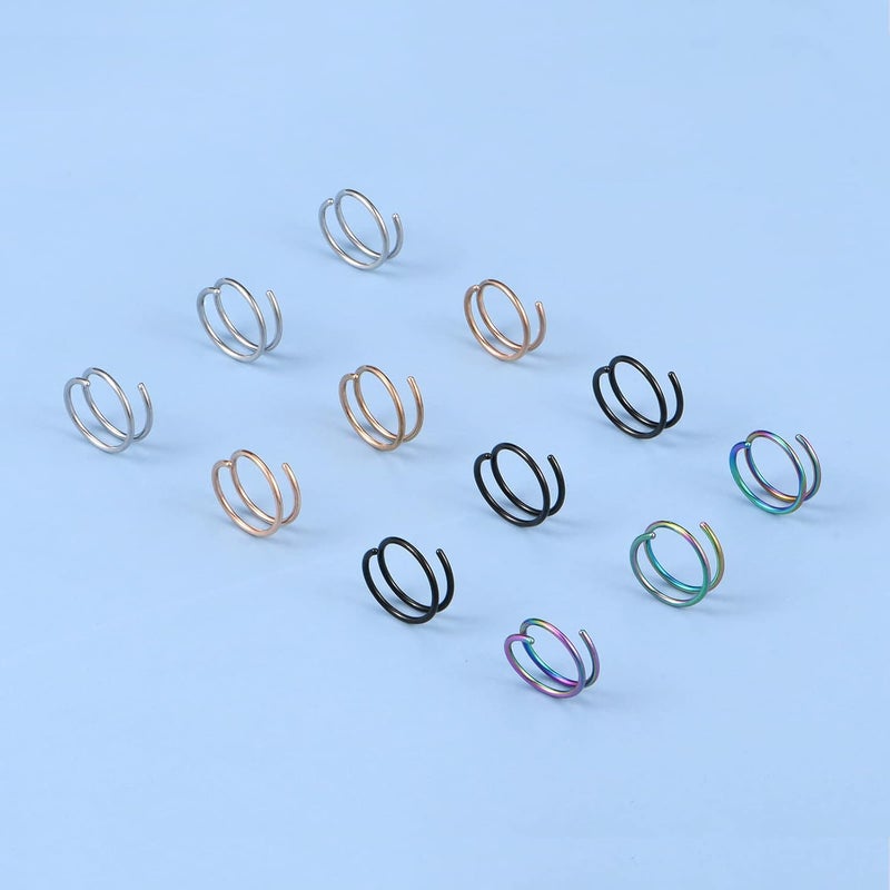 FECTAS Nose Rings Hoops Surgical Steel 18g 20g Gauge 6mm 8mm 10mm 12mm Earrings Piercing Hoops Jewelry for Men Women - Image 3